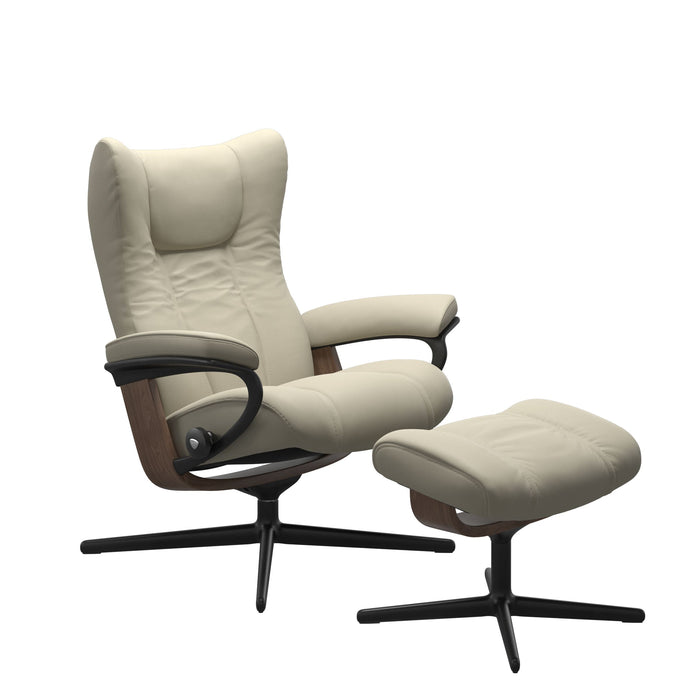 Stressless® Wing (M) Cross Chair with Ottoman