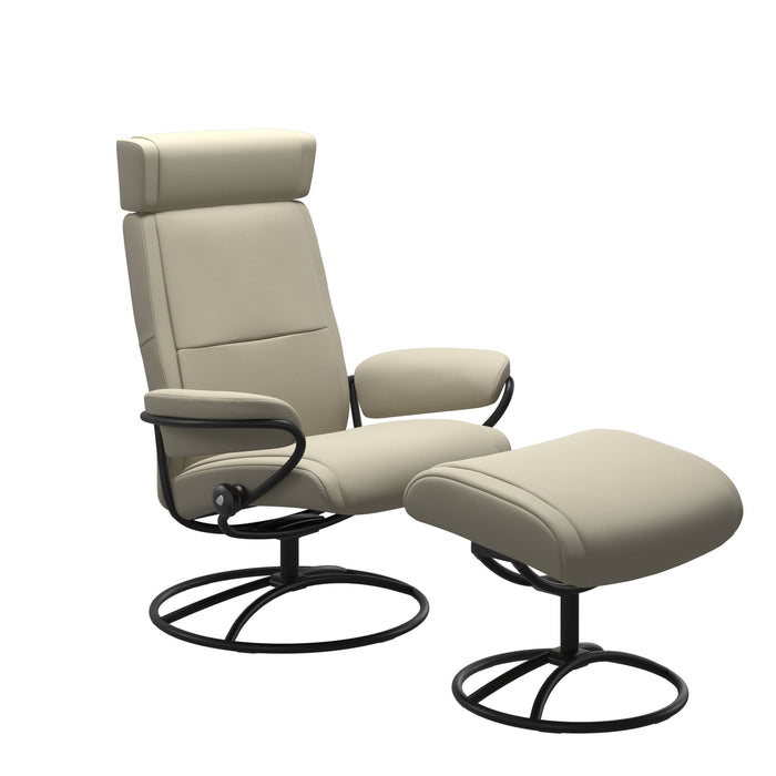 Stressless® Paris Original Adjustable Headrest Chair with Ottoman