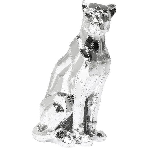 Sculptures Home Decor Deco Figurine Sitting Cat Rivet Chrome 82cm