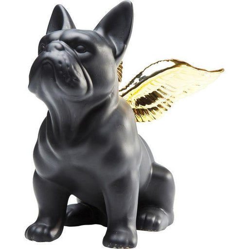 Sculptures Home Decor Deco Figurine Sitting Angel Dog Gold-Black