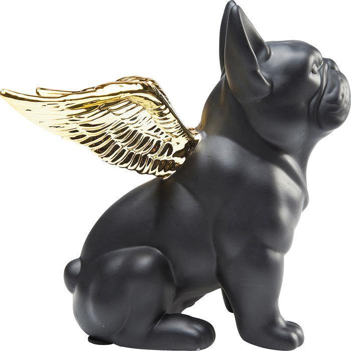 Sculptures Home Decor Deco Figurine Sitting Angel Dog Gold-Black