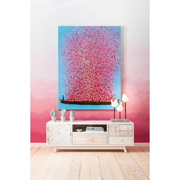Home Decor Wall Art Picture Touched Flower Boat Blue Pink 80x100cm