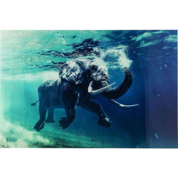 home Decor Wall Art Picture Glass Swimming Elephant 180x120cm