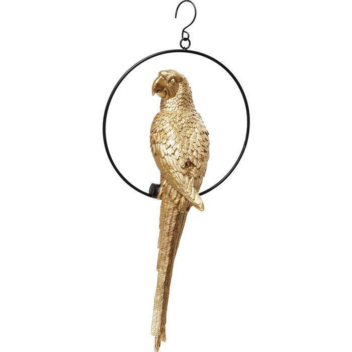 Sculptures Home Decor Deco Object Swinging Parrot Gold