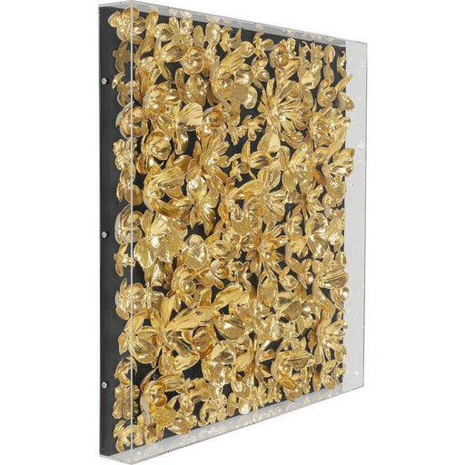 home Decor Wall Art Deco Frame Gold Flower 60x60cm