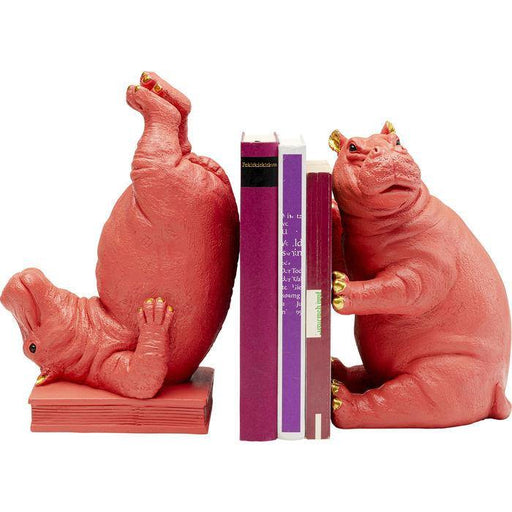 Sculptures Home Decor Bookend Hippo Pink (2/Set)