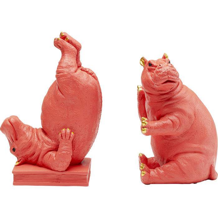 Sculptures Home Decor Bookend Hippo Pink (2/Set)