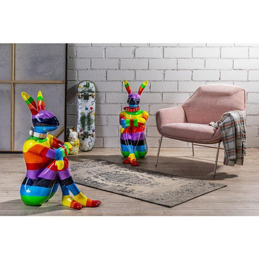 Sculptures Home Decor Deco Figurine Sitting Rabbit Rainbow 80