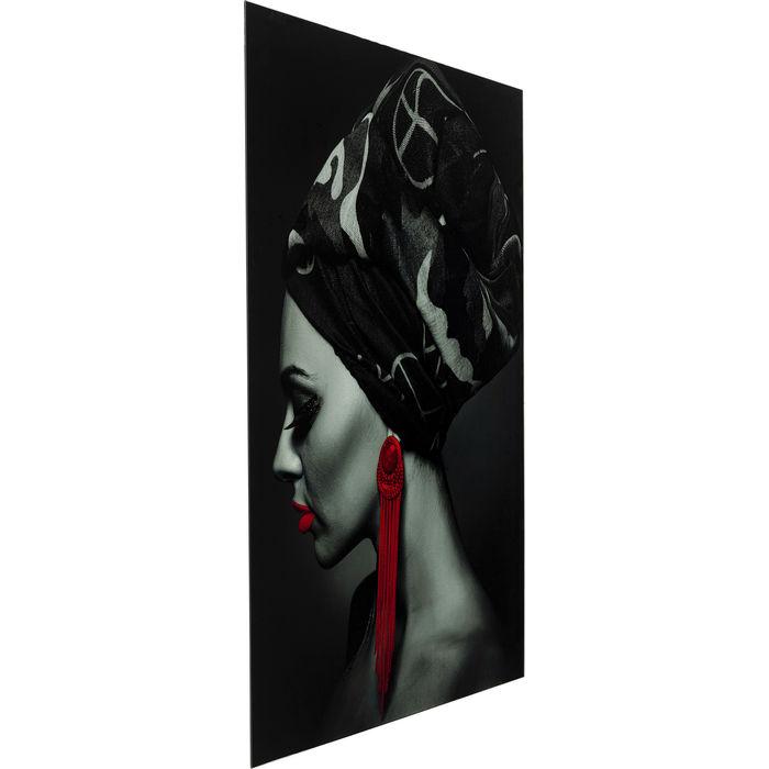 Home Decor Wall Art Picture Glass Lady Red Earring 80x120cm