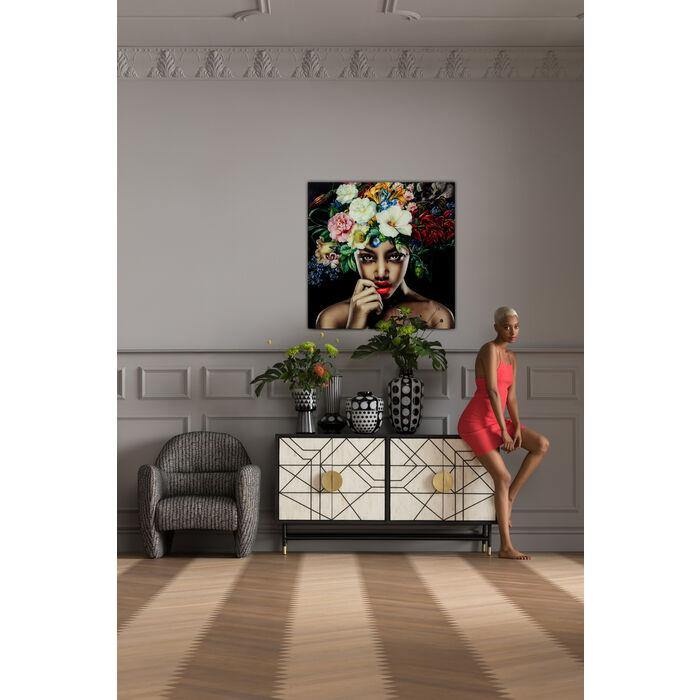 home Decor Wall Art Picture Glass Pretty Flower Woman 100x100