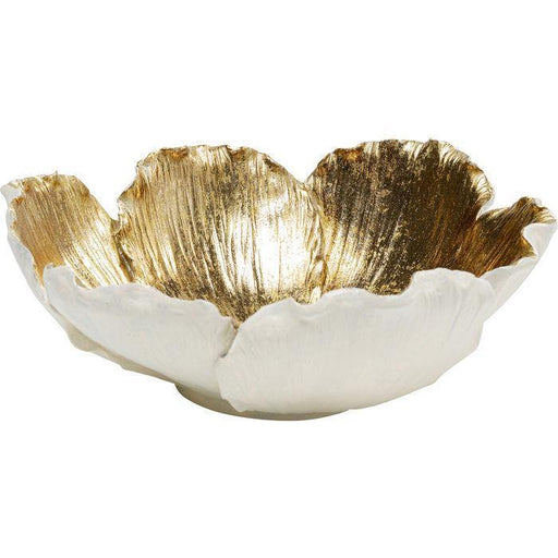 Sculptures Home Decor Deco Bowl Flower Bloom Creme Gold Ø25