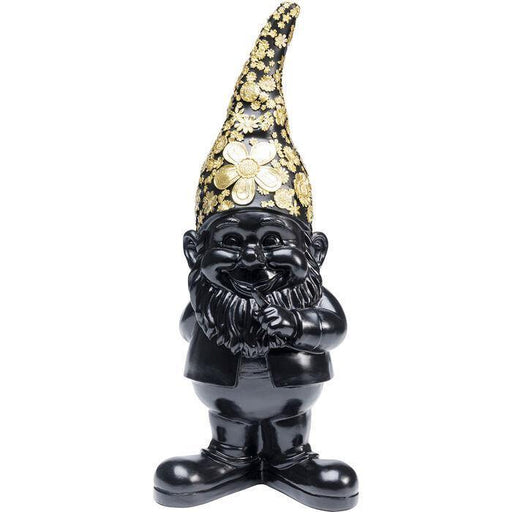 Sculptures Home Decor Deco Figurine Gnome Standing Black Gold 46cm