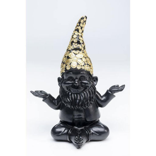 Sculptures Home Decor Deco Figurine Gnome Meditation Black Gold 19