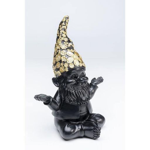 Sculptures Home Decor Deco Figurine Gnome Meditation Black Gold 19