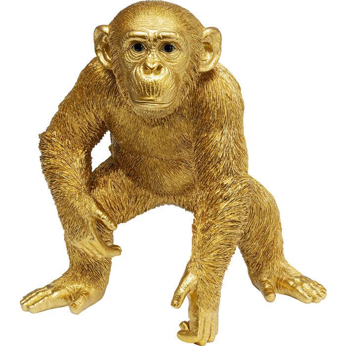 Sculptures Home Decor Deco Figurine Playing Ape Gold 50cm