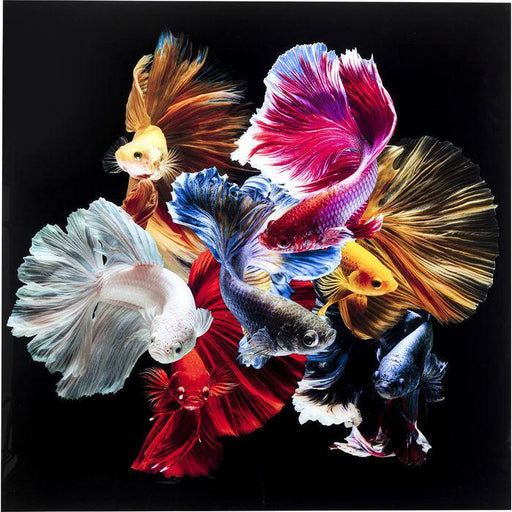 Wall Art - Kare Design - Glass Picture Colorful Swarm Fish 120x120cm - Rapport Furniture