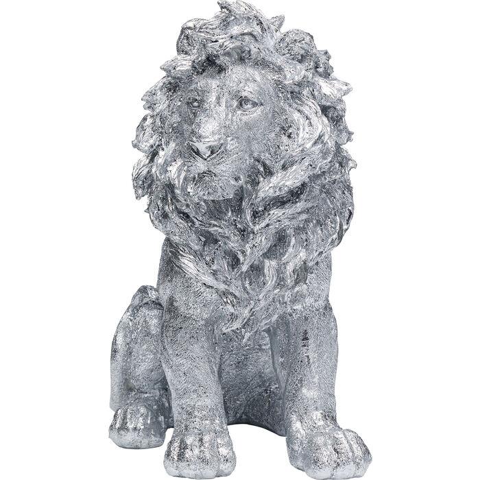 Objects Home Decor Deco Figurine Sitting Lion Silver 42cm