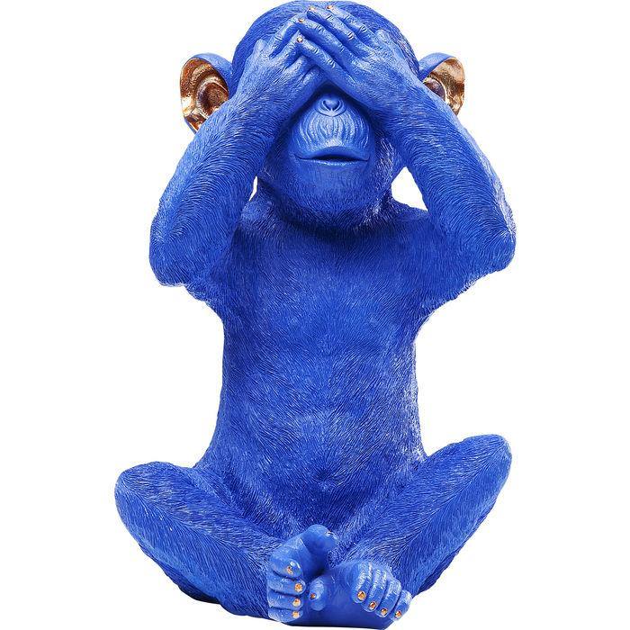 Sculptures Home Decor Money Box Monkey Mizaru Blue