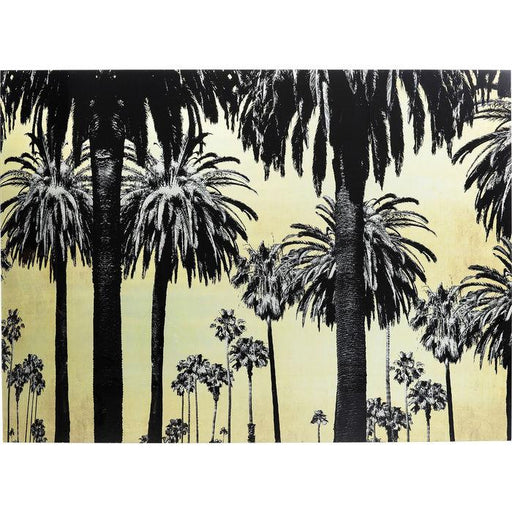 Home Decor Wall Art Picture Glass Metallic Palms 180x120cm