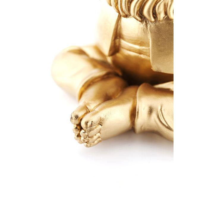Sculptures Home Decor Deco Figurine Zwerg Meditation Gold Green 19cm