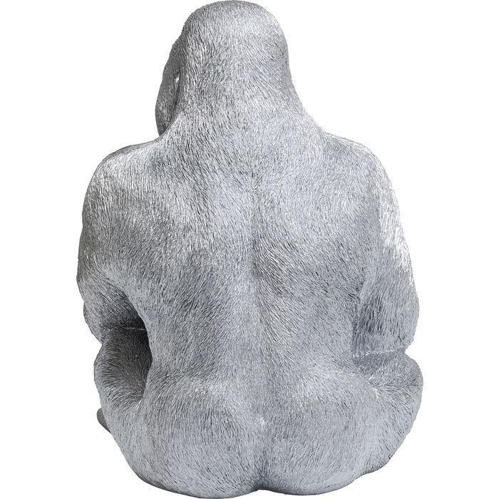 Sculptures Home Decor Deco Figure Monkey Gorilla Side XL Silver Matt