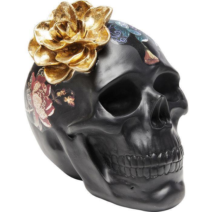 Sculptures Home Decor Deco Object Flower Skull 22cm