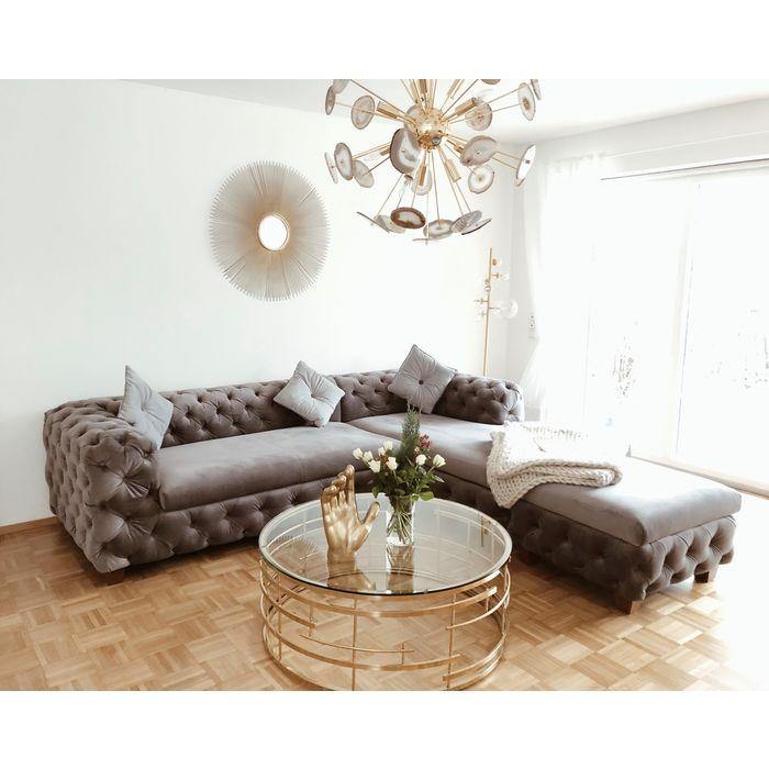 Living Room Furniture Sofas and Couches Corner Sofa Desire Velvet Grey R