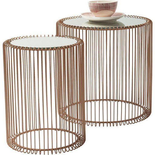 Living Room Furniture Side Tables Side Table Wire Copper (2/Set) Ø44cm