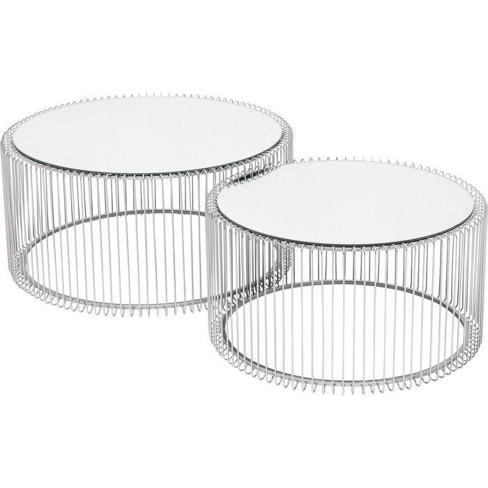Living Room Furniture Coffee Tables Coffee Table Wire Silver (2/Set)
