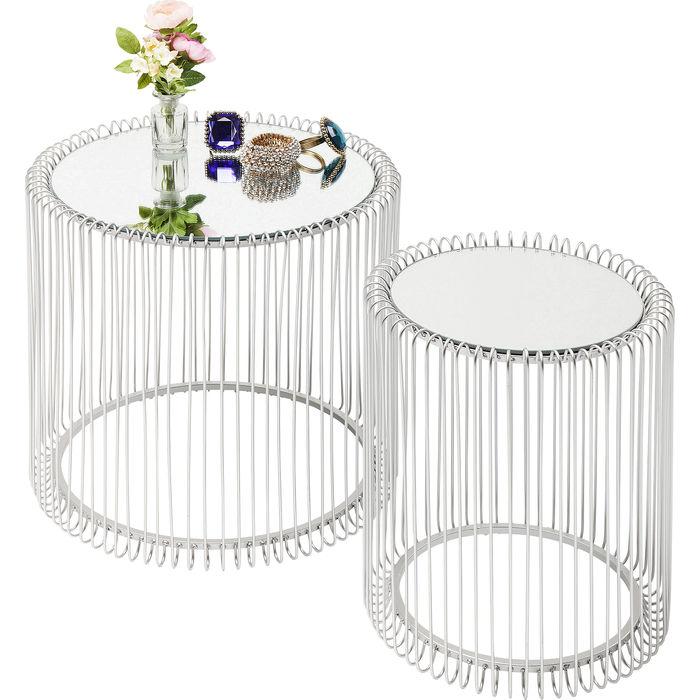 Living Room Furniture Side Tables Side Table Wire Silver (2/Set)