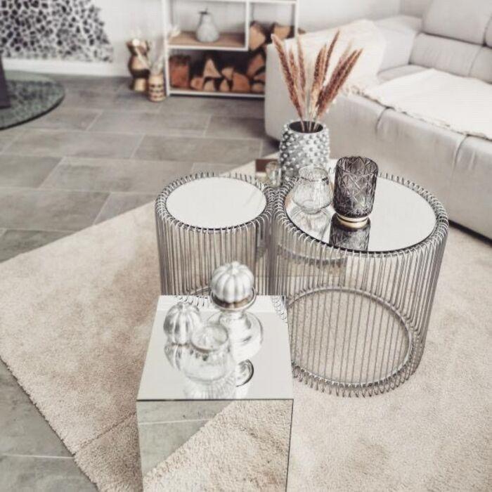 Living Room Furniture Side Tables Side Table Wire Silver (2/Set)