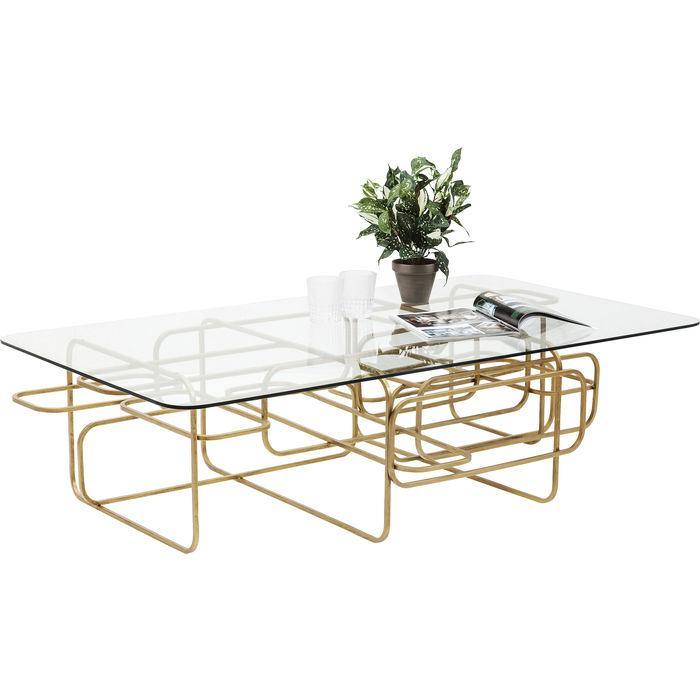 Living Room Furniture Coffee Tables Coffee Table Meander Gold 140x80cm