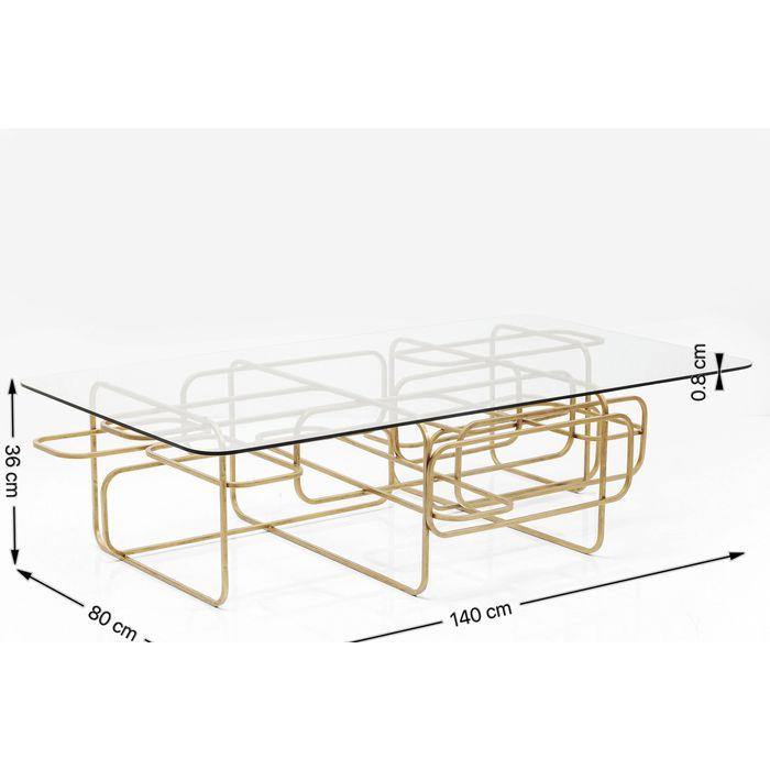 Living Room Furniture Coffee Tables Coffee Table Meander Gold 140x80cm