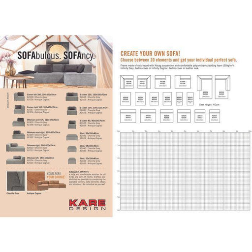 Sofas - Kare Design - Infinity Ottomane Semi Elements Grey Right - Rapport Furniture