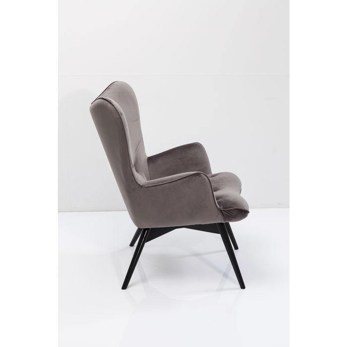 Armchairs - Kare Design - Armchair Black Vicky Velvet Grey - Rapport Furniture