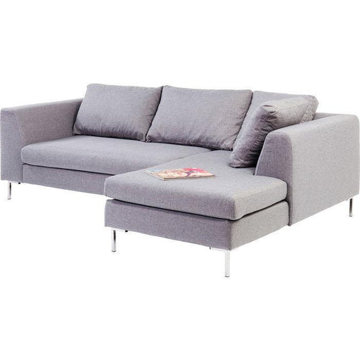 Living Room Furniture Sofas and Couches Corner Sofa Gianni Small Grey Right chrome
