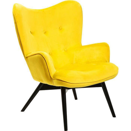 Armchairs - Kare Design - Armchair Black Vicky Velvet Yellow - Rapport Furniture