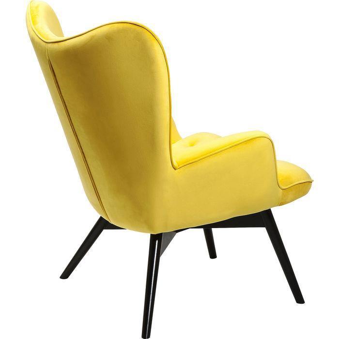 Armchairs - Kare Design - Armchair Black Vicky Velvet Yellow - Rapport Furniture
