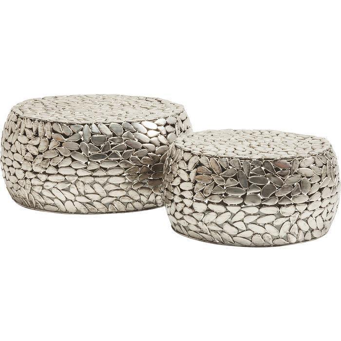 Living Room Furniture Coffee Tables Coffee Table Pebbles Deluxe Silver (2/Set)