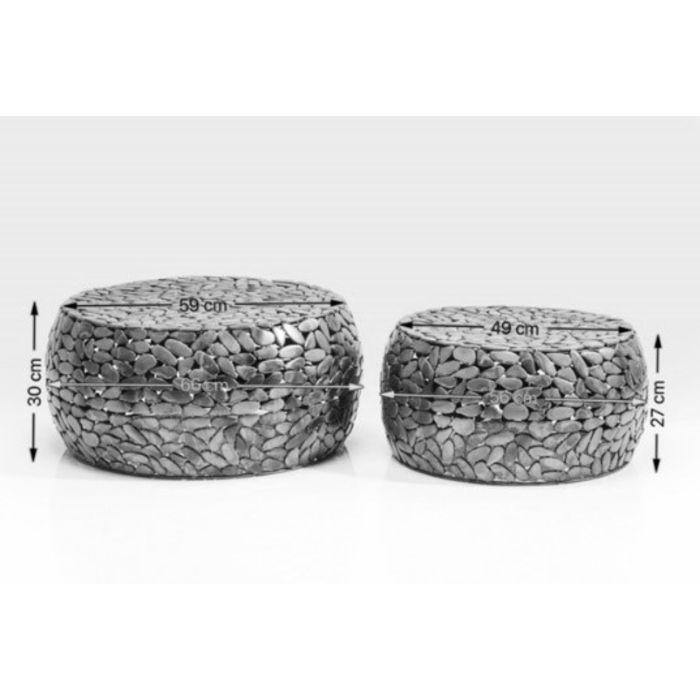 Living Room Furniture Coffee Tables Coffee Table Pebbles Deluxe Silver (2/Set)