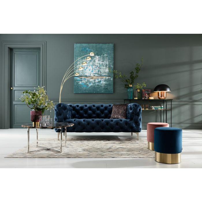 Living Room Furniture Sofas and Couches Sofa Look 2-Seater Velvet Blue
