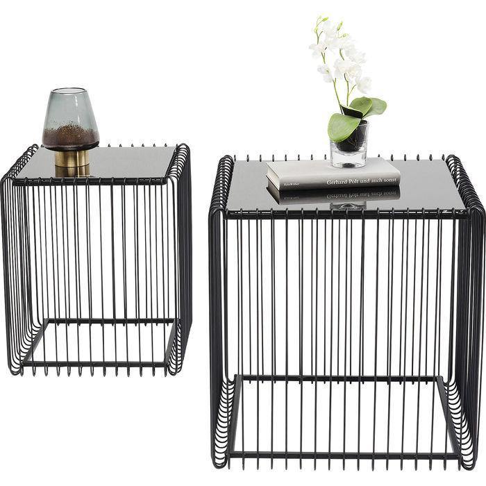 Living Room Furniture Side Tables Side Table Wire Square Black (2/Set) 45x45cm