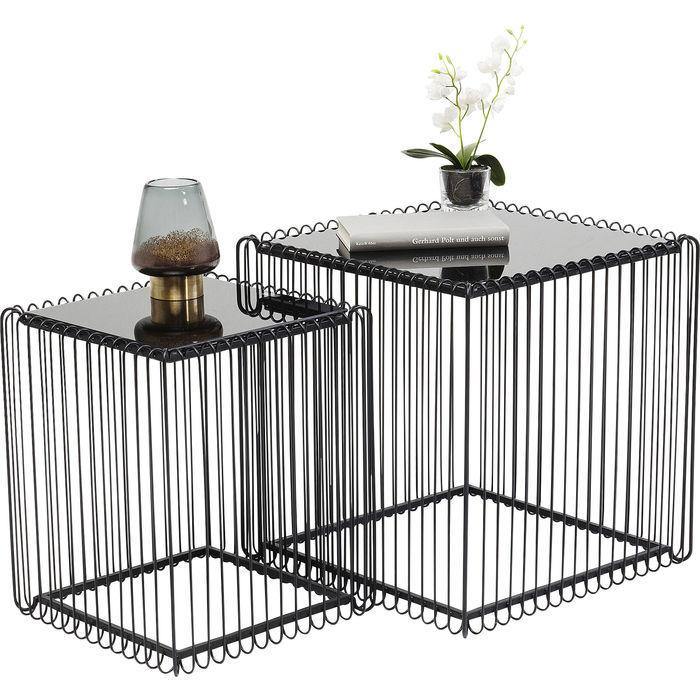 Living Room Furniture Side Tables Side Table Wire Square Black (2/Set) 45x45cm