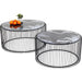 Living Room Furniture Coffee Tables Coffee Table Wire Glass Marble Black (2/Set)