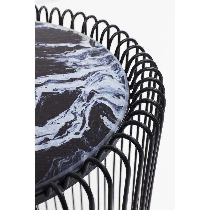 Living Room Furniture Side Tables Side Table Wire Marble Glass Black (2/Set) Ø44cm