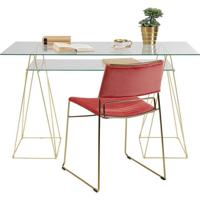 Living Room Furniture Tables Table Polar Brass Matt 8mm Tempered Glass