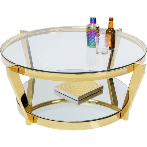 Living Room Furniture Coffee Tables Coffee Table Monocolo Gold Ø90cm