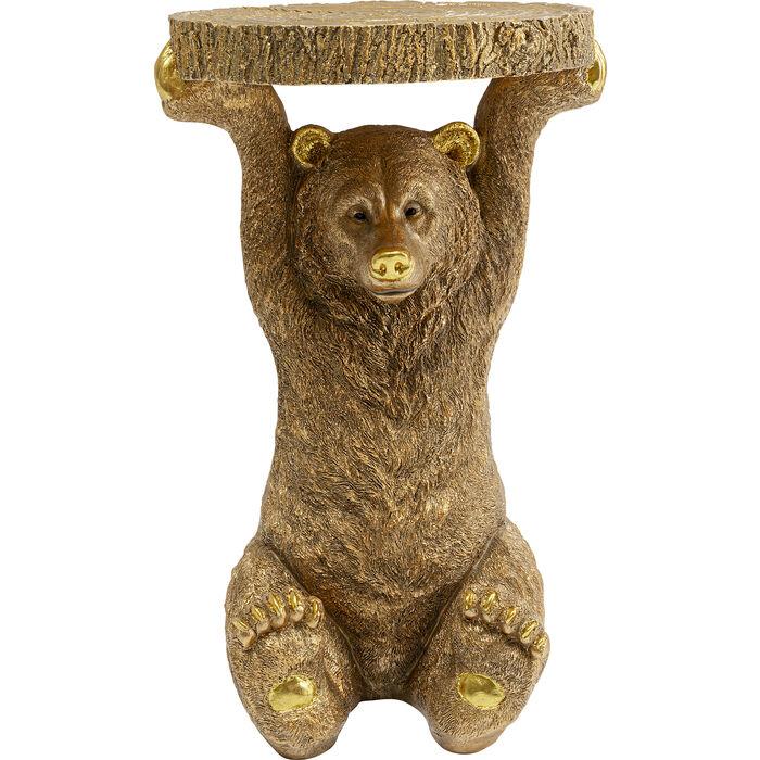 Living Room Furniture Side Tables Side Table Animal Bear Gold 35x34cm