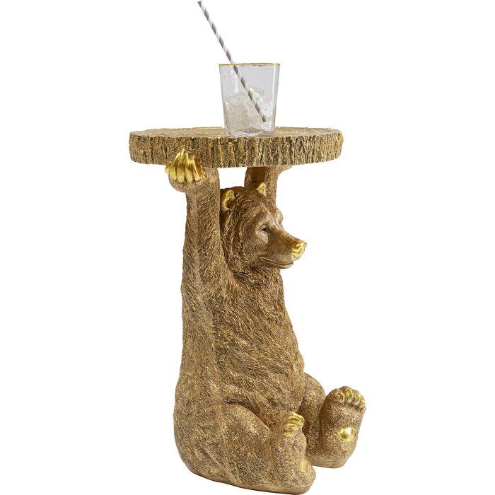 Living Room Furniture Side Tables Side Table Animal Bear Gold 35x34cm