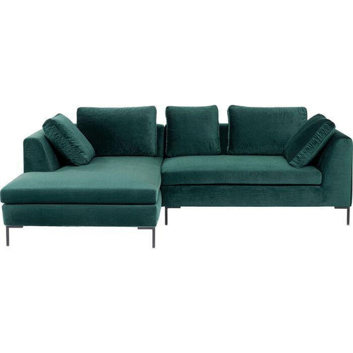 Living Room Furniture Sofas and Couches Corner Sofa Gianni Small Velvet Dark Green Left